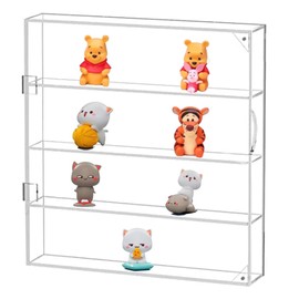 Acrylic Display Case for Mini Pop Figures Clear Showcase Display Shelf with Door Wall Mounted Collection Display Box Cabinet Organizer for Mini Toys