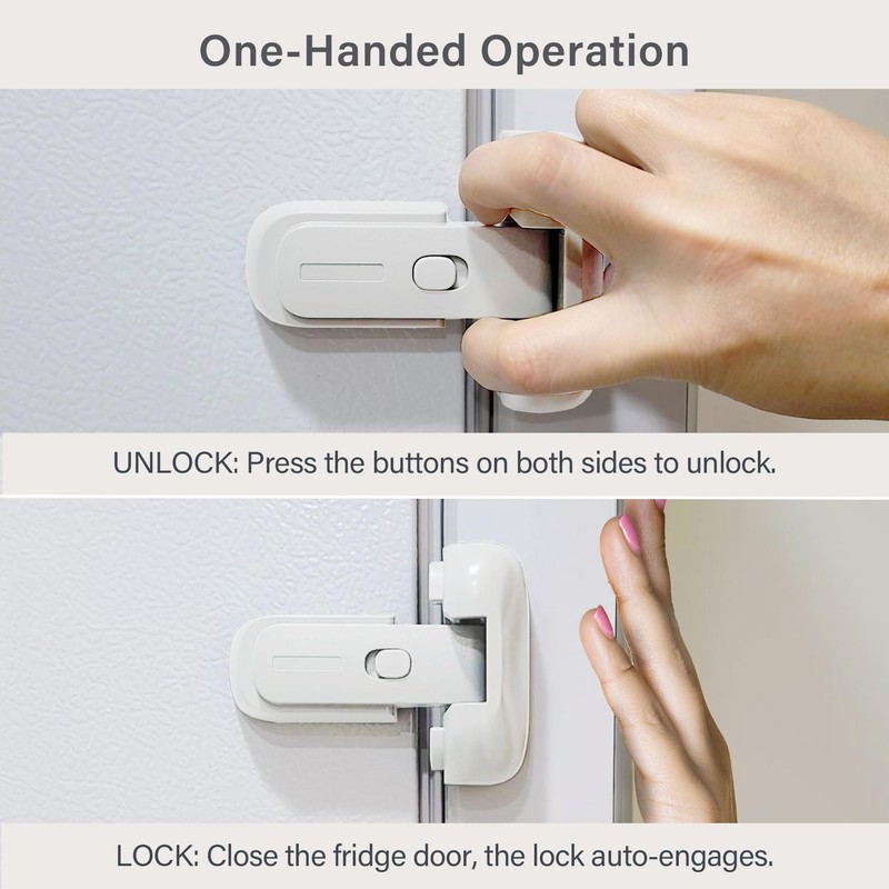 Fridge Lock for Kids, Refrigerator Lock Child Proof, Freezer Latches