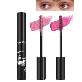 Pink Rose Glitter Metallic Mascara for Eyelashes-2PCS Colored Tubing Mascara Volume and Length, Longlasting Waterproof Smudge-Proof Curling Mascara for Women, Cosplay Party Stage Use Eye Makeup
