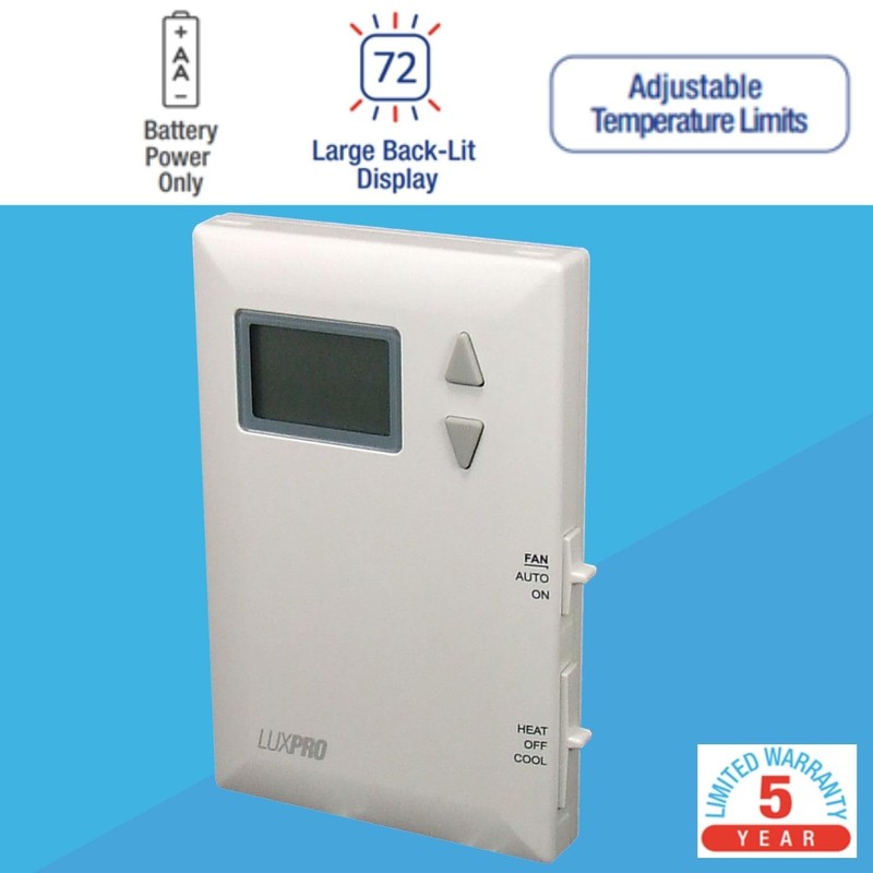 Lux Pro PSD011B Digital Non-Programmable Thermostat for Home, 1 Heat,
