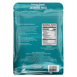 Queen Elephant Premium Organic White Jasmine Rice 2lbs Pack of 6