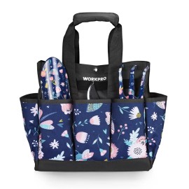WORKPRO Garden Tool Bag, 9 Pockets Garden Tote Bag, Heavy Duty Oxford Blue