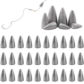 Bullet Fishing Weights Sinkers, 30pcs Fishing Worm Weights Slip Sinkers Sliding Fishing Sinkers for Bass Fishing Pitching and Flipping Texas Rigs Saltwater Freshwater 1/16oz 30pcs