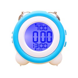 YHFITN Super Loud Alarm Clock, Twin Bell Battery Operated with Snooze Function, Silent Mode, Backlight Display, Date and Week Calendar, Retro Ringing Design, Suitable for Home Office (Blue)
