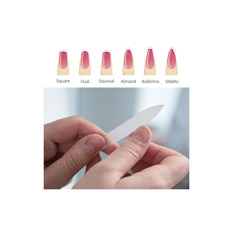 Tbestmax Lima de uñas de cristal para uñas naturales, paquete