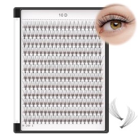 Bodermincer Extensiones de pestaas individuales, 240 paquetes de rizo D, 10D, 0,1 mm de grosor, pestaas postizas naturales en racimo (17 mm)          
