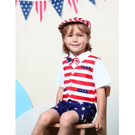 A&J DESIGN Baby Newsboy Cap Boy 4th of July Patriotic Independence American Flag Hat 6-8 Years
