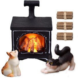 Johiux Gnome Accessories Christmas LED Gnome Fire Pit, Dollhouse Gnome Fireplace Miniature City Flame Mini Campfire Accessories, Miniature Christmas Campfire