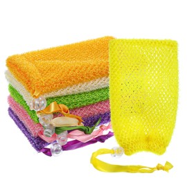 6 Pack Soap Saver Bags for Exfoliating, Exfoliator Sponge Soap Pocket Nylon Mesh Drawstring Pouches for Bar Soap with Drawstring Closure, 14x9cm, Assorted Colors