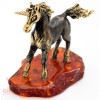 Solid Brass Amber Figurine of the Rainbow Unicorn Horse IronWork