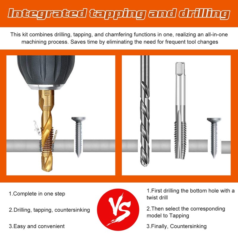 OCR 13PCS Titanium Drill Tap Set, HSS SAE & Metric