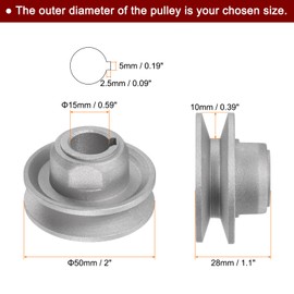 sourcing map Industrial Sewing Machine Clutch Motor Pulley 15 mm Inner 50 mm Outer Diameter Aluminium Electric Transmission Wheel Pulley