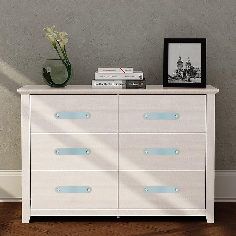 Hennaja 4Pcs Leather Drawer Pulls,Handles Single Hole Dresser Knobs Cabinet