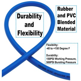 YOTOO Heavy Duty Hybrid Garden Water Hose 5/8-Inch by 100-Feet 150 PSI Kink Resistant, Flexible with Swivel Grip Handle and 3/4" GHT Solid Brass Fittings, Blue