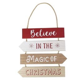 Lesser & Pavey Believe In The Magic Of Christmas Hanging Wooden Plaque - 34cm - Christmas Decoration Plaque - Christmas Themed Décor - Christmas Decoration - Gift Idea for Christmas Xmas