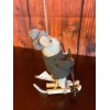 Silver Tree Felted Mouse Christmas Ornament On Skis With Knit