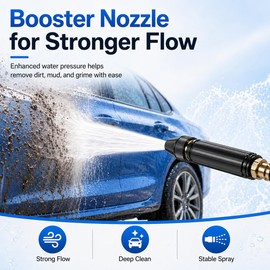 Home High-Pressure Car Wash Water Gun with Booster Nozzle, with 1/4" Outlet Quick Connect & Hose Clamp Adjustable, for Watering Plants and Vegetables, and Car Washing (1PCS)