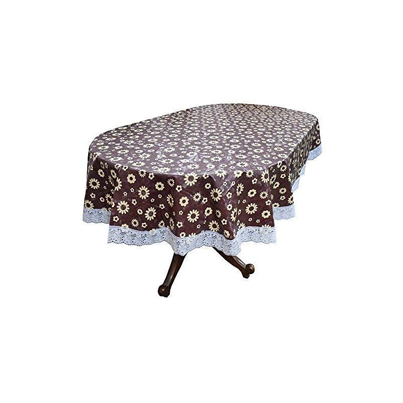 CASA-NEST Thick PVC Printed Waterproof Oval Dining Table Cover (6-8