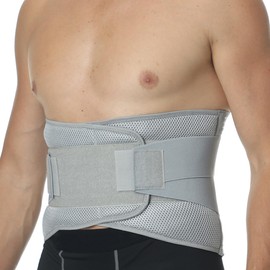 NEOtech Care - Lumbar Back Brace - Adjustable Compression - Breathable - Gym Posture, Weightlifting, Work - Grey (XXXL)
