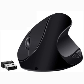Wirless Vertical Mouse，Rechargeable 2.4G Ergonomic Mouse, Silent Mice 2.4G Optical USB Mouse，DPI 1000/1200/1600,6 Buttons for PC, Desktop, Laptop-Black …