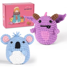 Crochet Kit for Beginners, Koala, Pterosaur-2 Pattern Animals, Knitting Kit for Kids Adult with Step-by-Step Video Tutorials and Yarns, Hook, Accessories