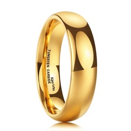 King Will GLORY 6mm 24k Gold Plated High Polished Comfort Fit Domed Tungsten Ring Wedding Band 10.5
