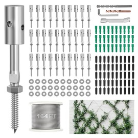 PLANTOP Trellis Wire for Climbing Plants Outdoor, 30 Set Wall Wire Trellis Kit with 1/8" x 164ft Stainless Steel Cable, T316 Espalier System Cable Trellis Kit with Adjustable Spacing Vines Green Wall