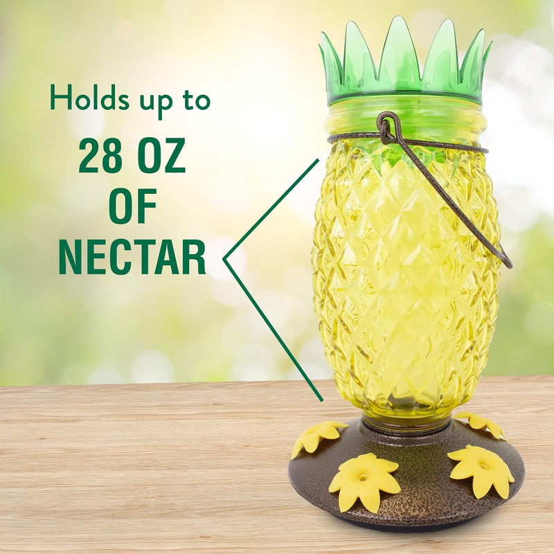 Perky-Pet 9110-2 Pineapple Top-Fill Glass Hummingbird Feeder – 28 oz
