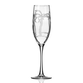 Rolf Glass Palm Tree Champagne Flute Glass 8 ounce - Toasting Flute Glasses - Lead-Free Glass - Etched Flute Glasses – Proudly Made in the USA (Set of 2)