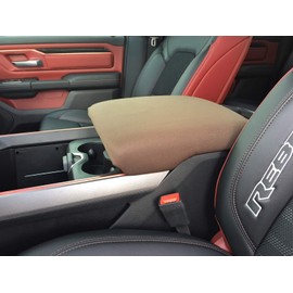 Auto Console Covers- Fits The The Ram 1500, 2500, 3500 2019-2025 (All Makes & Models with Bucket Seats) Center Console Armrest Cover Waterproof Neoprene Fabric (Brown)