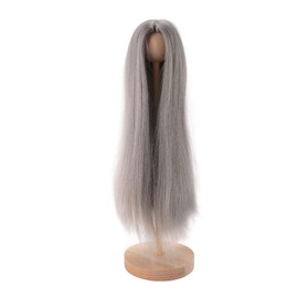 Long Straight Doll Wig, 1/4 Doll Middle Parting Design, Long Straight Hair, DIY Doll Hair Styling Wig, Girl Doll, Decorative Wig for Dolls 7-8 Inches (Grey)