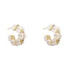 Shell Pearl Clover Open Hoop Earrings for Women 925 Sterling