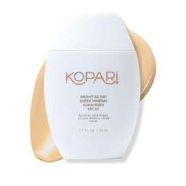Kopari Kopari Bright as Day Sheer Mineral Sunscreen SPF 50, 100% Mineral Facial Sunscreen with Vitamin C & Niacinamide, Sheer Finish, All Skin Tones, 1.7 oz