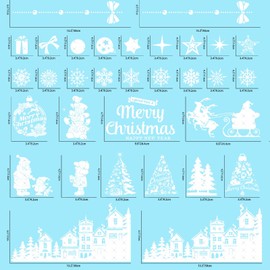 Christmas Window Stickers, Double-Sided 9 Sheets (200 Pcs) Reusable Stickers with Santa Claus Snowman Reindeer Snowflake Happy New Year Merry Christmas for Christmas Party