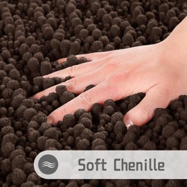 Yimobra Original Luxury Shaggy Bath Mat Large Size 31.5 X 19.8 Inch Super Absorbent Water,Non-Slip,Machine-Washable,Soft and Cozy,Thick Modern for Bathroom,Bedroom,Floor,Brown