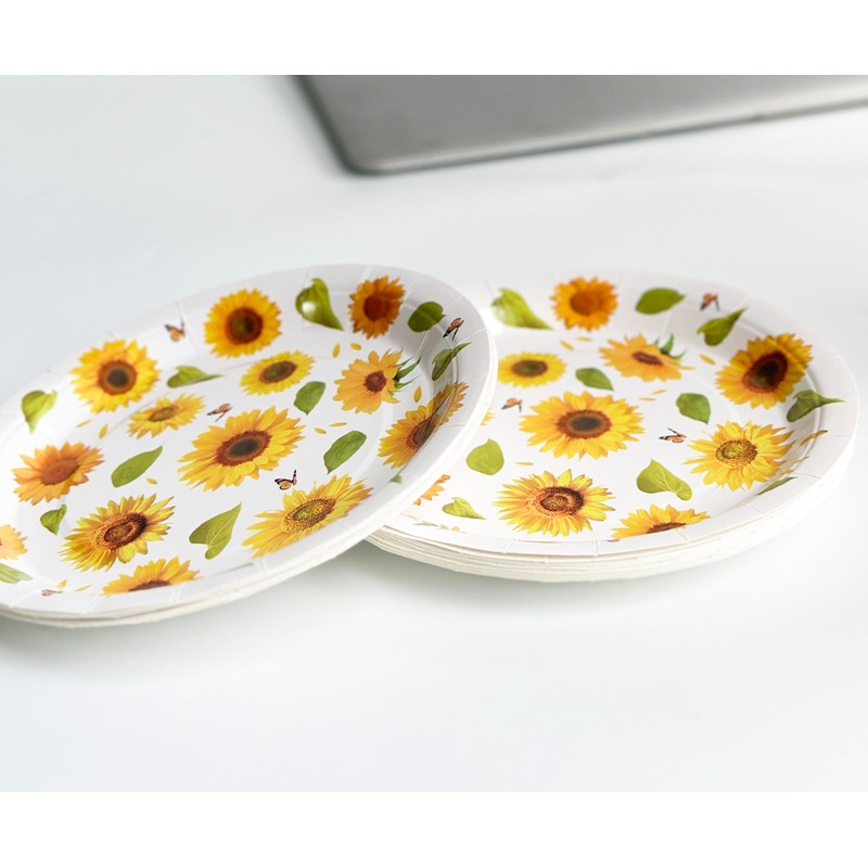 NOVIPEROW 7 Inch Disposable Plates, 50 Pcs Cute Paper Plates,