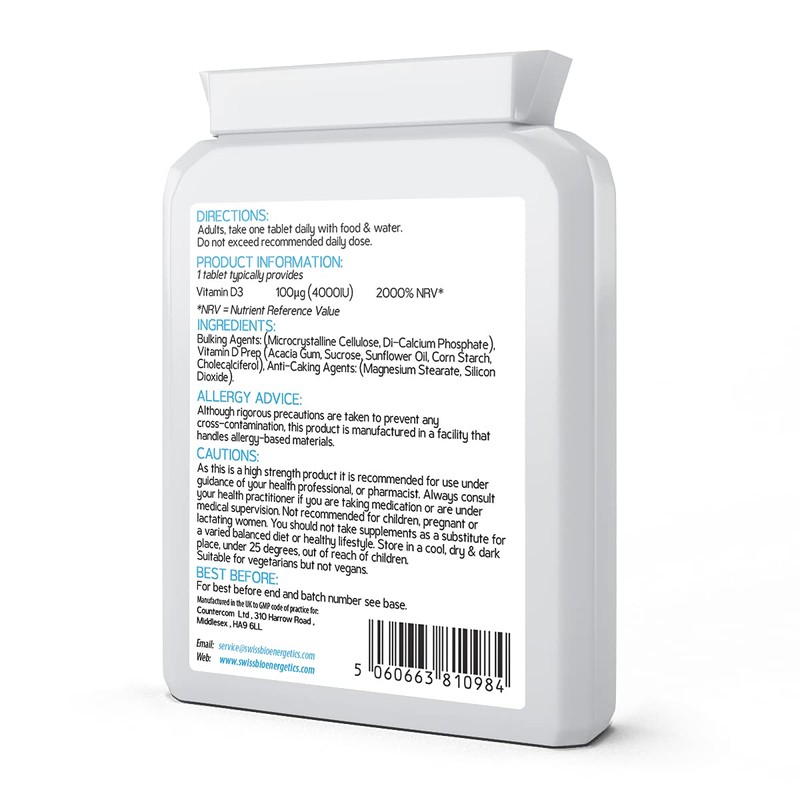 Vitamin D3 100µg (4000 IU) 365 Micro-Tablets – one-a-Day Easy