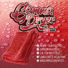 Nuke Guys Gamma Dryer L – Ultra Absorbent Drying Cloth 1400 gsm Red 40 x 60 cm – Lint-Free Rounded Soft Fibres Scratch-Free Large – Premium Microfibre Cloth for Cars, Motorcycles, Bicycles