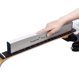 Frautron Fret Leveling Beam, 16 Inch Stainless Steel Fret Leveler Sanding Block, Guitar Fret Level File Bar Luthier Repair Tool with 2-Set of 120/240/320/400/600/1000 Grit Replacement Sandpaper