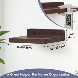 NIUBEST Small Floating Shelf, 5x6 Inch Display Bars for Wall, Mini Shelf, Rustic Wooden Shelf for Bedroom, Living Room, Bathroom, Kitchen (3, Walnut)