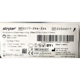 Stryker 0277-096-326 Reciprocating Blade, Heavy Duty, Offset exp: 2027 & up ()