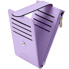 Chelmon Womens Wallet Slim RFID Blocking Bifold Multi Card Case Wallet with Zipper Pocket (Light Purple)