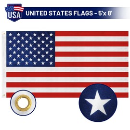 American Flag for Outside 5x8 FT, US Flag Heavy Duty 400D Reinforced Polyester with Two Brass Grommets, American Flags Outdoor Purely Handcrafted Fade Resistance USA Flag Commercial Quality