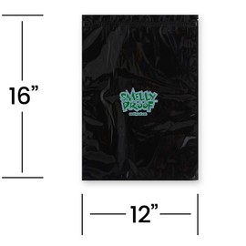 Smelly Proof Original No Smell Baggies Reusable BLACK Bag, 12" x 16" - XL - 5 Pack