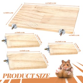 BILLIOTEAM 4 Size Bird Wood Platform, Rectangle Square Wood Perch Stand Board Habitat Cage Corner Shelf with Stainless Steel Washers for Budgie,Parakeet,Parrots,Cockatiel,Hamster,Gerbil,Chinchillas