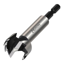 Vearter 26mm Forstner Drill Bit, High Carbon Steel Multi-Tooth Woodworking Tools with Hex Shank, Hinge Boring Hole Cutter for Solid Wood, MDF, Plastic, Particleboard, Plywood