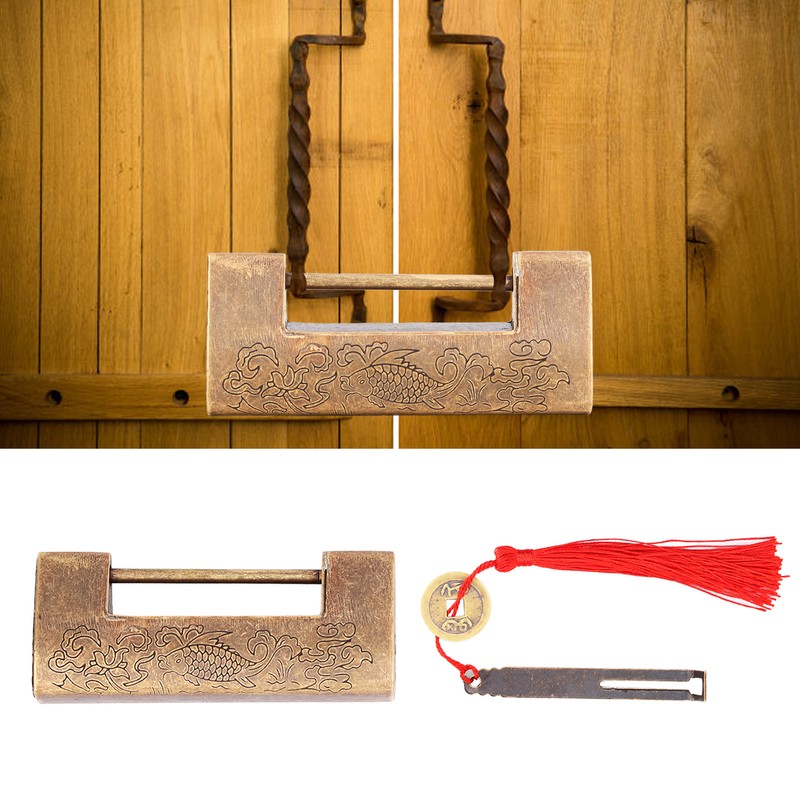 Chinese Antique Lock Spacing 4.3cm/1.7in Brass Chinese Old Style Padlock
