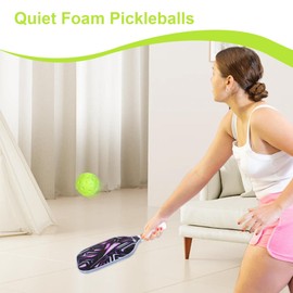 Indoor Pickleballs,3X Pickleballs for Noise Reducing PU Foam | Soft Hollow Pickleball Equipment, 74mm Sports Ball Accessories for Indoor Outdoor, Yards Lawns Gyms Patios Parks