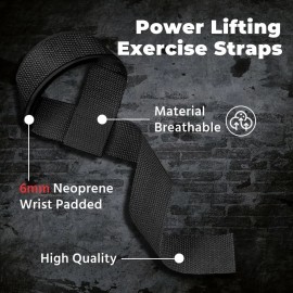 WSAKOUE Lifting Straps, Weightlifting Deadlift Straps with Black