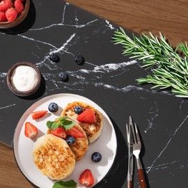 Trivet Table Runner Hot Plates Mat 12 X 40 Inch Heat Resistant Table Protector Waterproof Decorative Farmhouse Kitchen Trivets Counter Heat Proof Placemats for Hot Dishes (Black Marble)